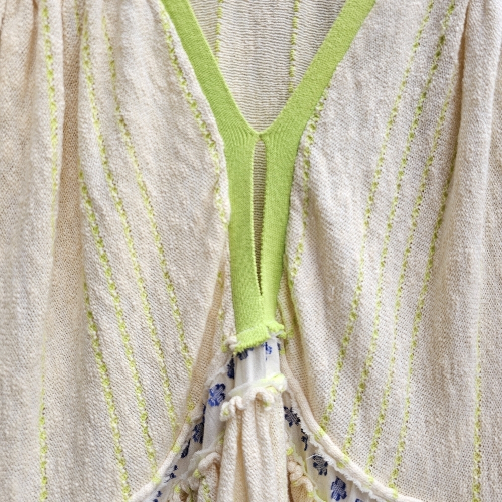 Free People Creamy Tiered Ruffle Mini Dress Knit V-Neck Smocked Ethereal XS/S - Picture 5 of 13